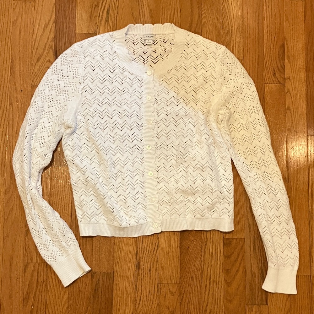 J. Crew Factory Scalloped Pointelle Cardigan